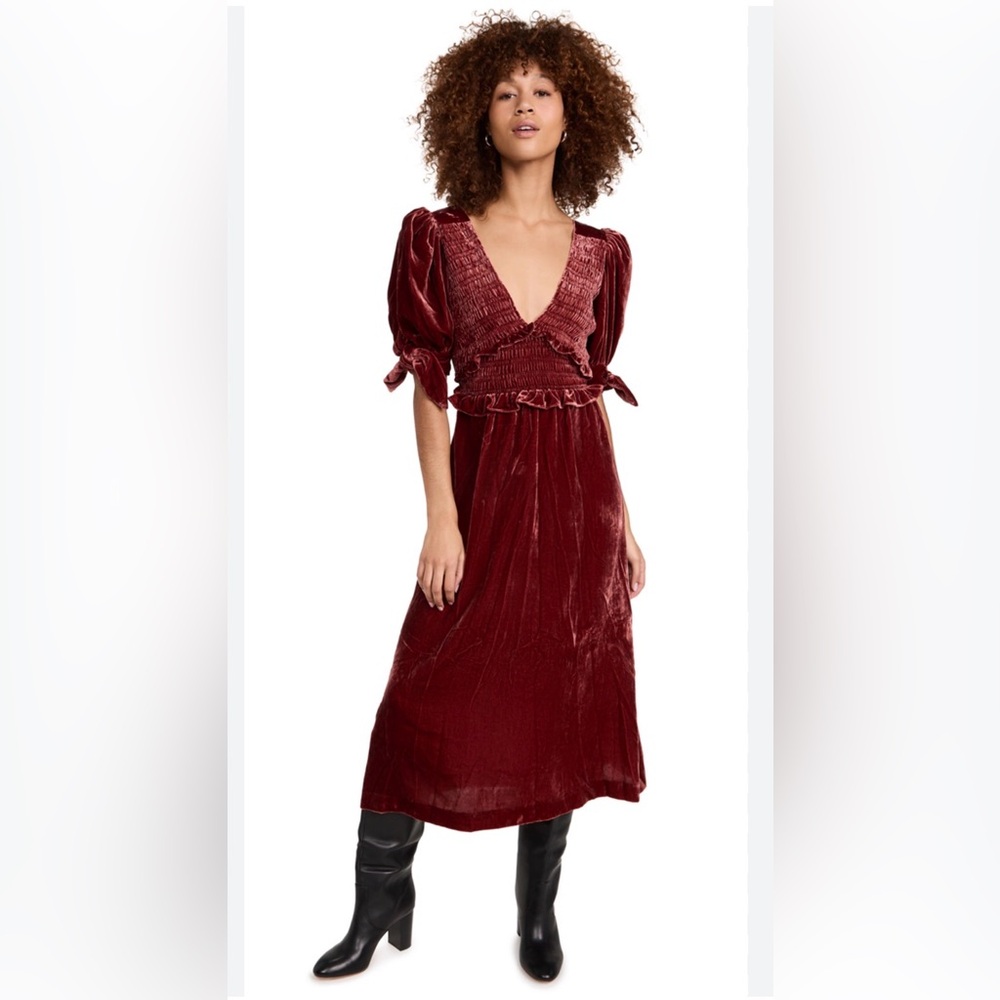 NWT Sea New York Deep Red Velvet Maxi Dress